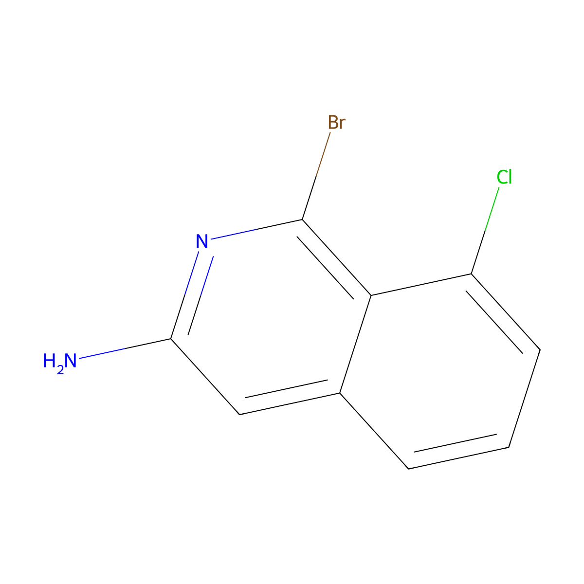 1-Bromo-8-chloroisoquinolin-3-amine molecular structure, CAS 1416373-00-6