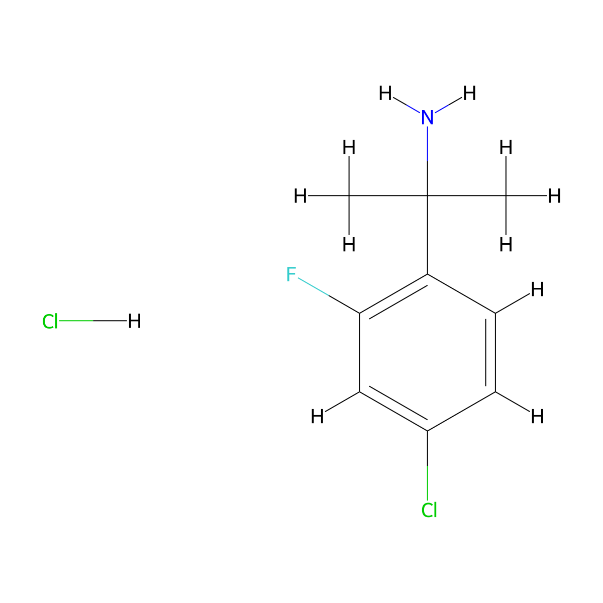 2-(4-Chloro-2-fluorophenyl)propan-2-amine hydrochloride molecular structure, CAS 1416373-15-3