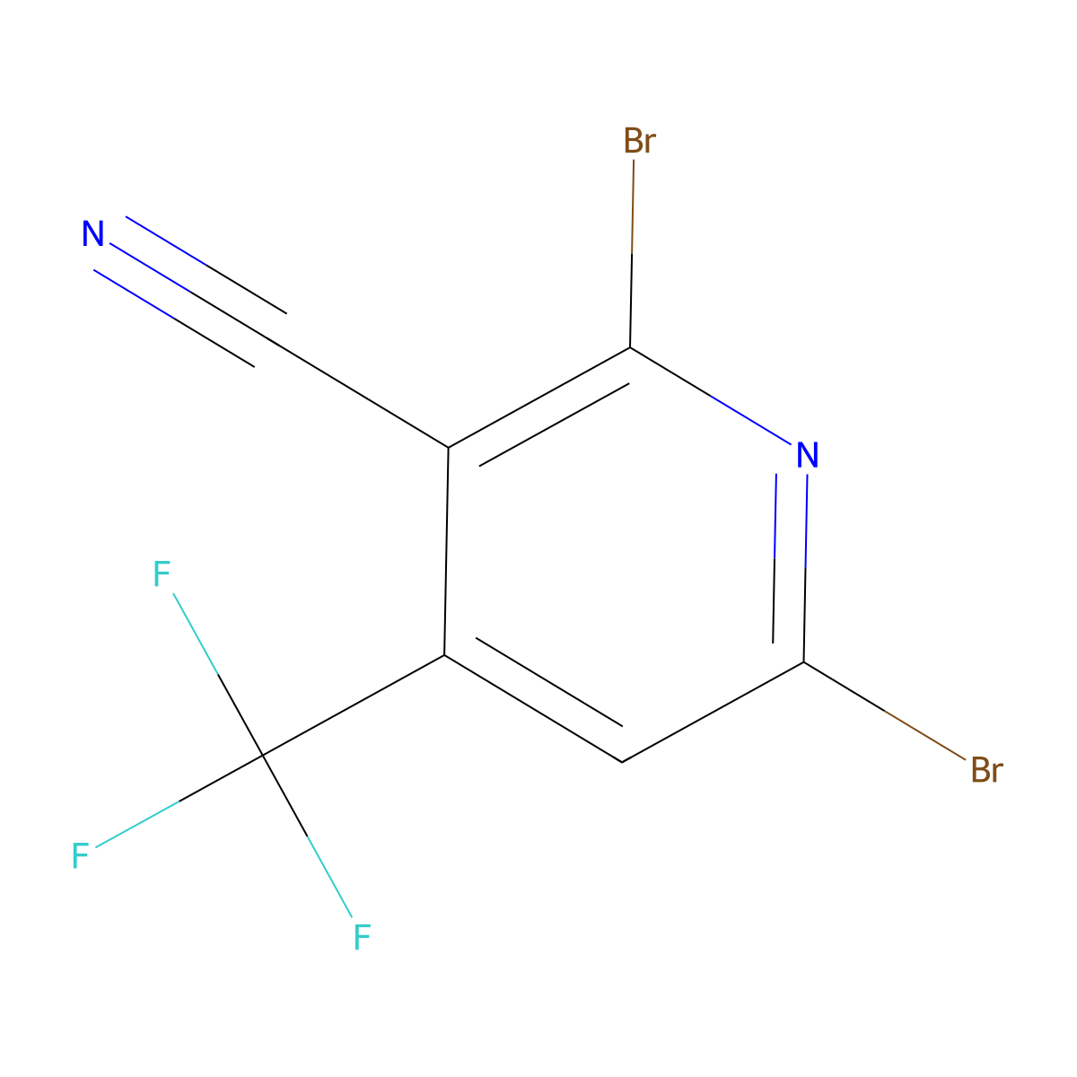 2,6-Dibromo-4-(trifluoromethyl)nicotinonitrile molecular structure, CAS 1416373-32-4