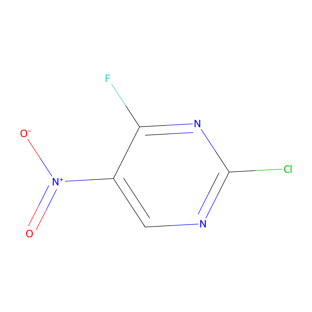 2-Chloro-4-fluoro-5-nitropyrimidine molecular structure, CAS 1416373-40-4