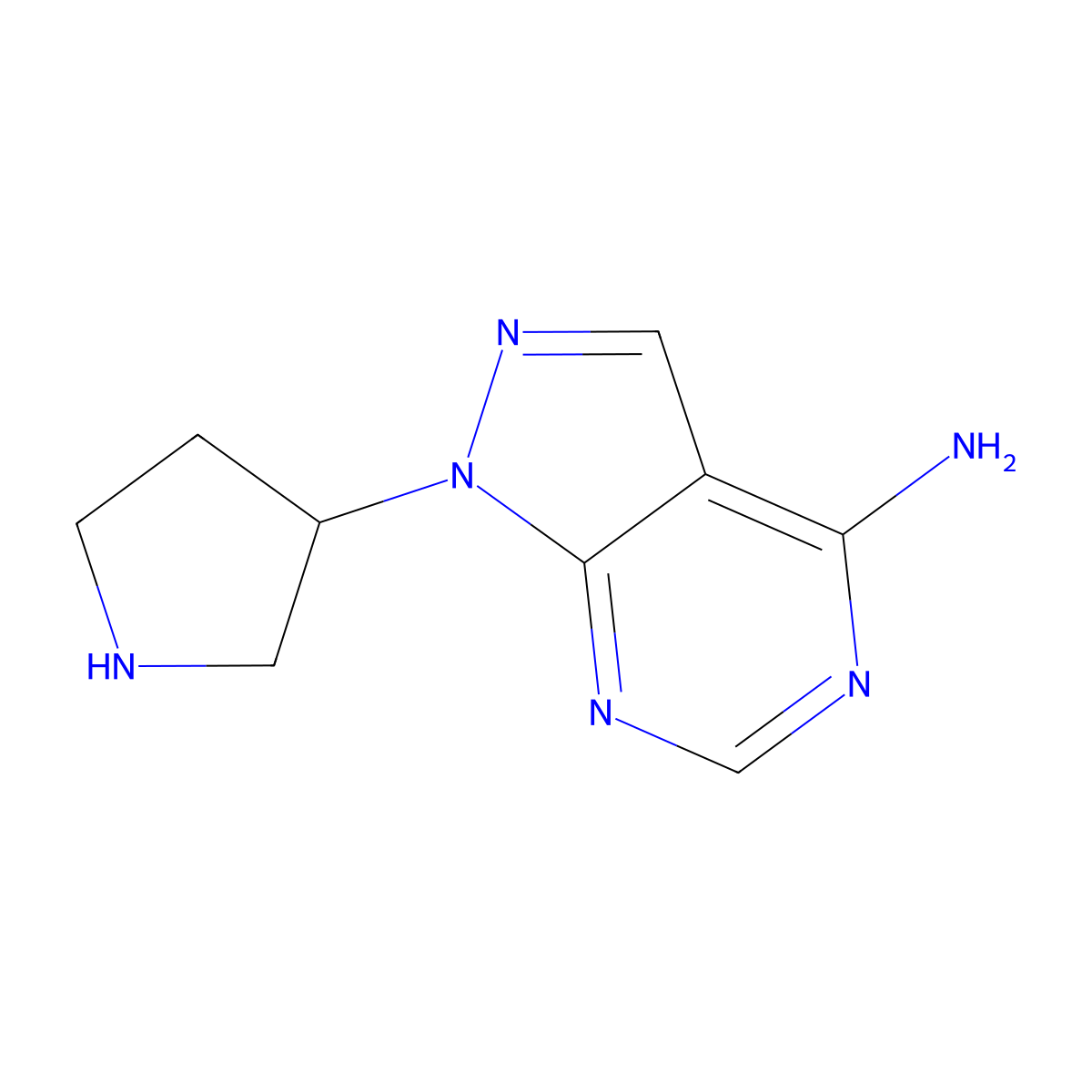 1-(Pyrrolidin-3-yl)-1H-pyrazolo[3,4-d]pyrimidin-4-amine molecular structure, CAS 1416374-20-3