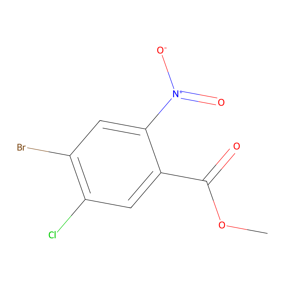 Methyl 4-bromo-5-chloro-2-nitrobenzoate molecular structure, CAS 1416374-90-7