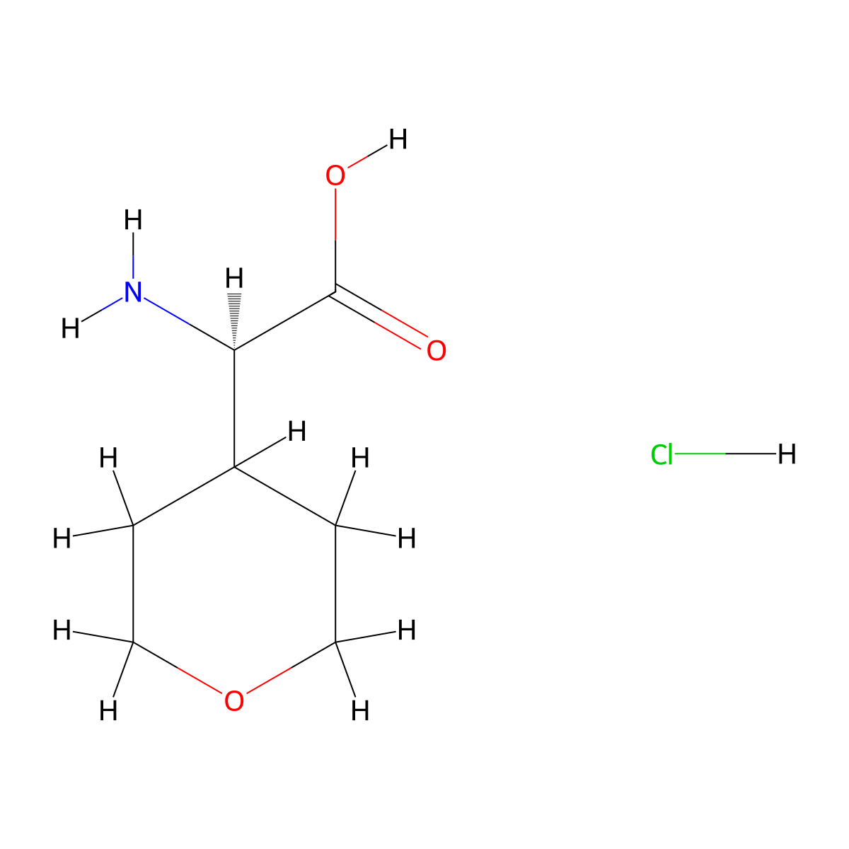 (R)-2-Amino-2-(tetrahydro-2H-pyran-4-yl)acetic acid hydrochloride molecular structure, CAS 1416402-99-7