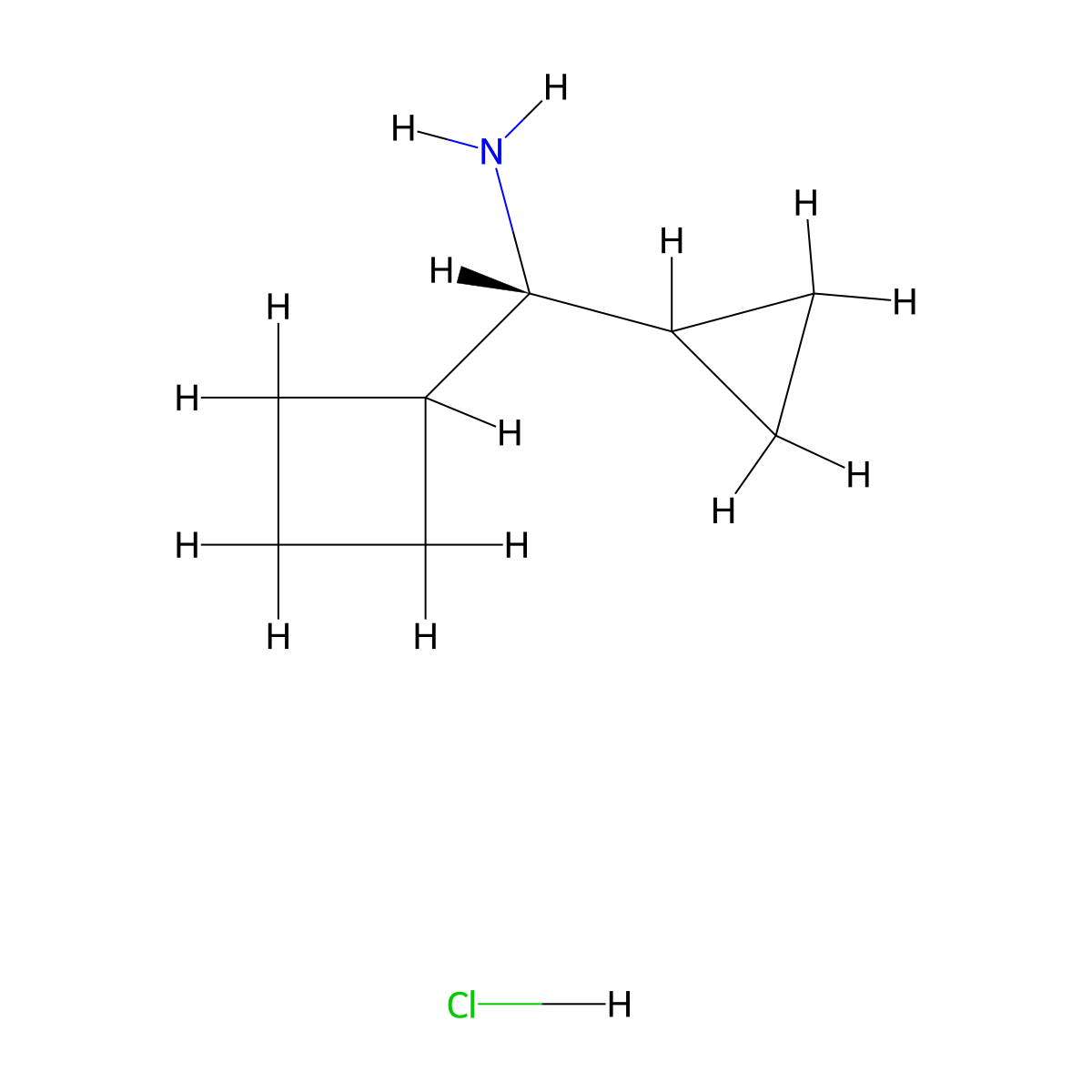 (1R)-1-cyclobutyl-1-cyclopropylmethanamine hydrochloride molecular structure, CAS 1416436-16-2
