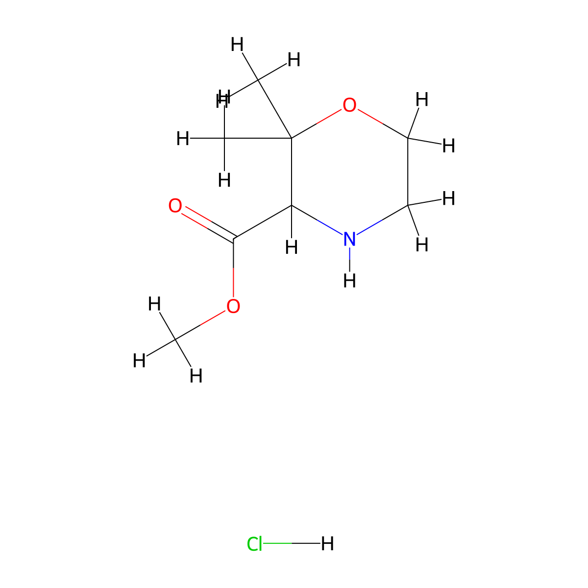 Methyl 2,2-dimethylmorpholine-3-carboxylate hydrochloride molecular structure, CAS 1416437-92-7