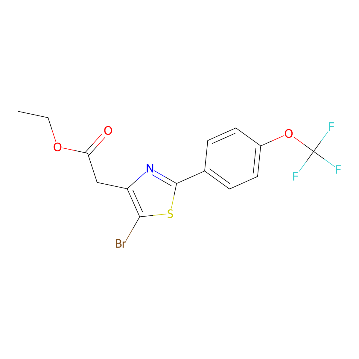 Ethyl 2-(5-bromo-2-(4-(trifluoromethoxy)phenyl)thiazol-4-YL)acetate molecular structure, CAS 1416437-97-2