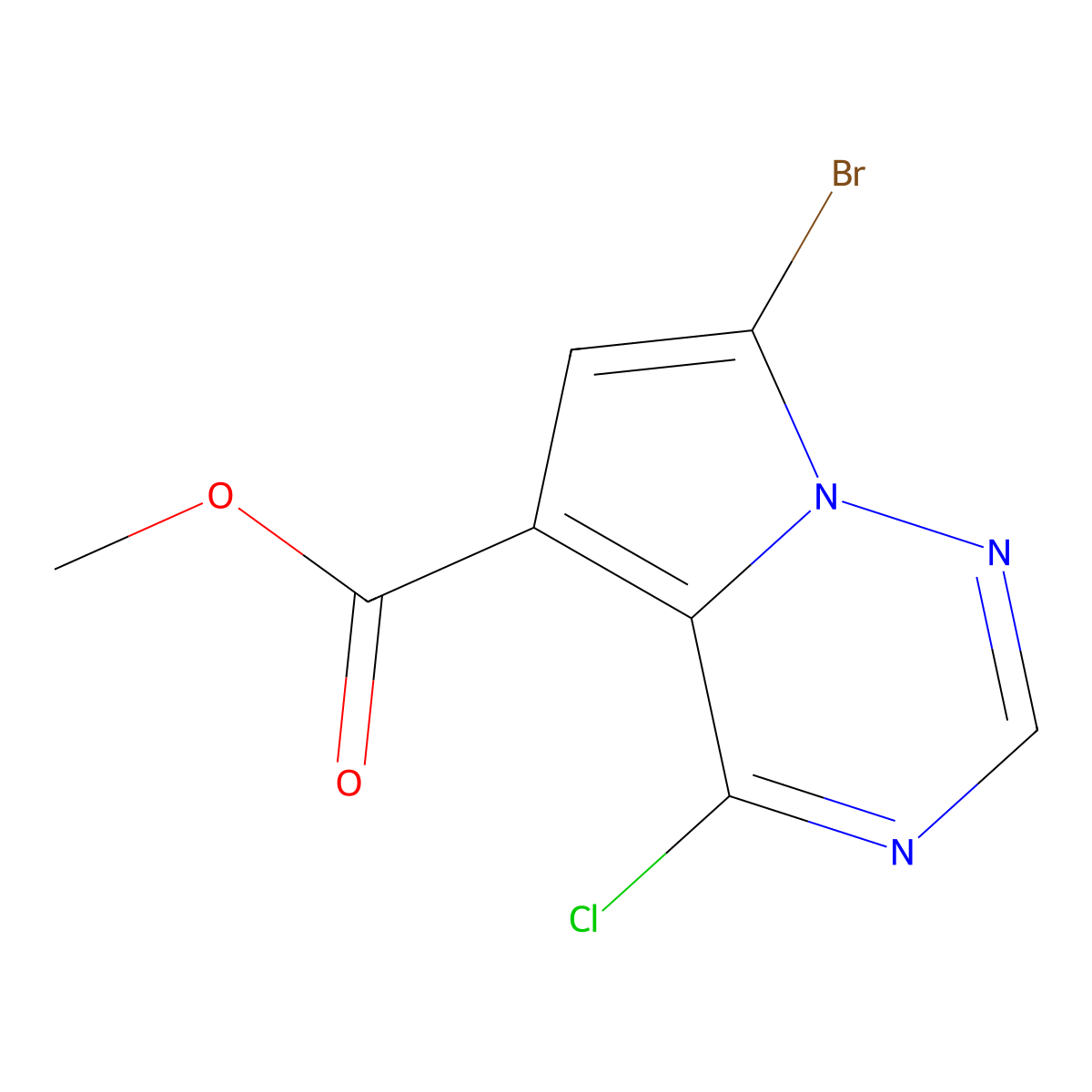Methyl 7-bromo-4-chloropyrrolo[2,1-F][1,2,4]triazine-5-carboxylate molecular structure, CAS 1416438-04-4