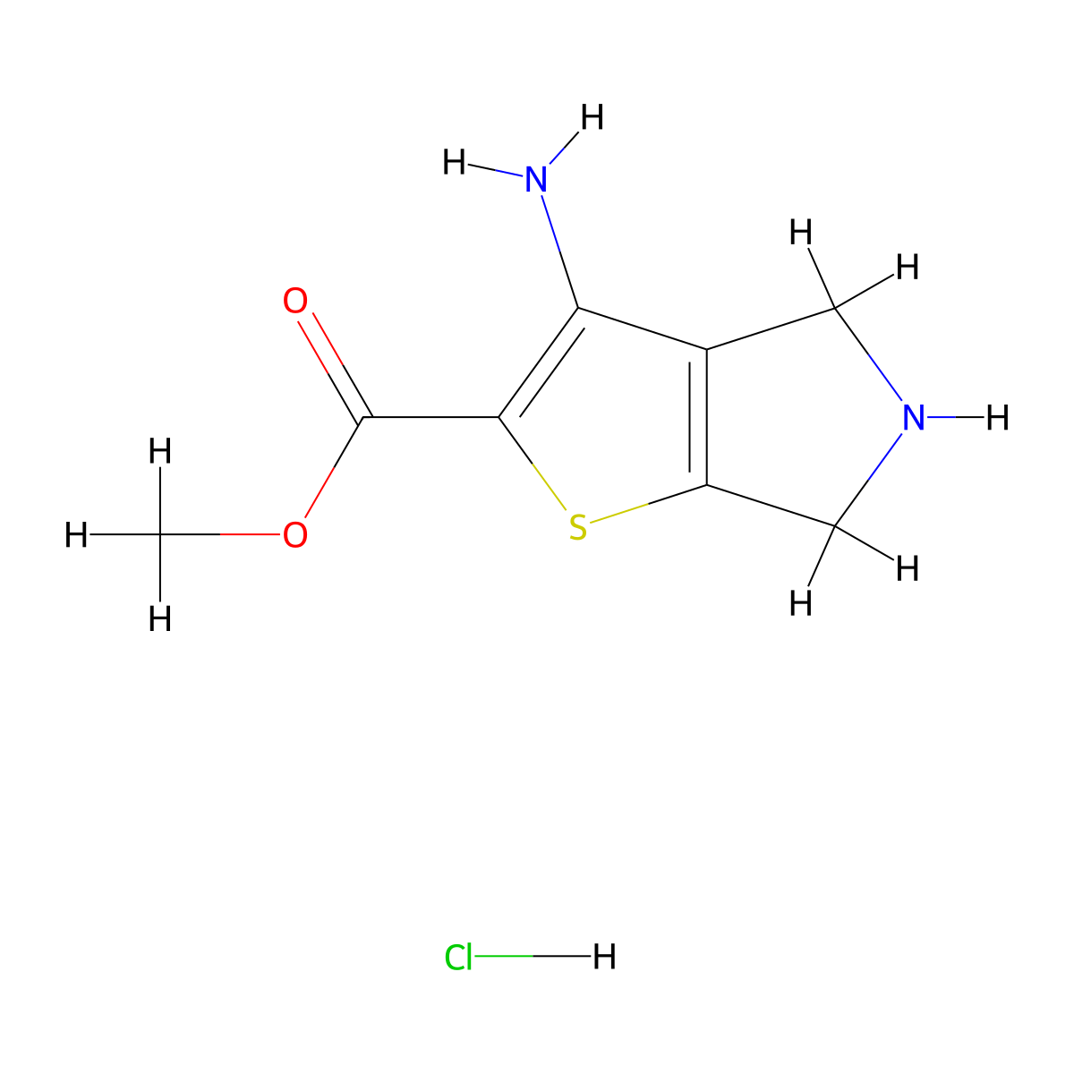 Methyl 3-amino-5,6-dihydro-4H-thieno[2,3-c]pyrrole-2-carboxylate hydrochloride molecular structure, CAS 1416438-08-8
