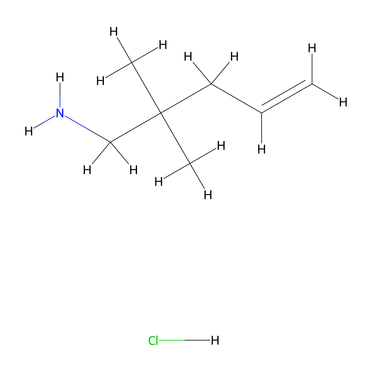 2,2-Dimethylpent-4-en-1-amine hydrochloride molecular structure, CAS 1416438-10-2