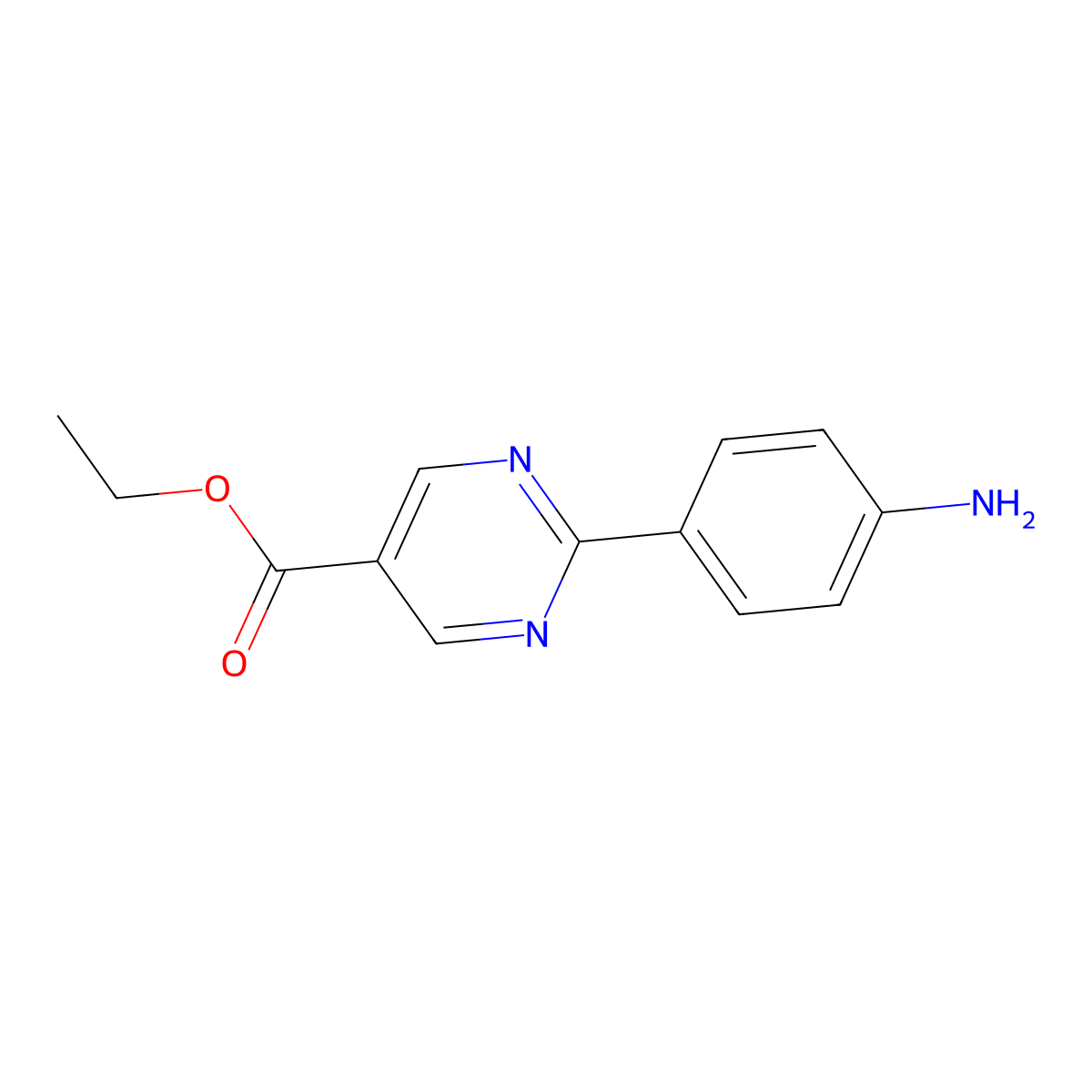 Ethyl 2-(4-aminophenyl)pyrimidine-5-carboxylate molecular structure, CAS 1416438-26-0