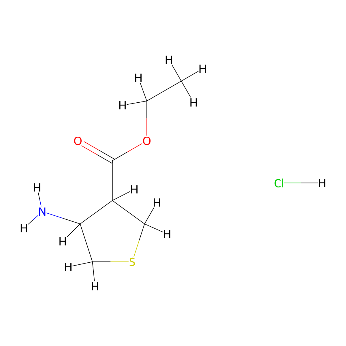 Ethyl 4-aminotetrahydrothiophene-3-carboxylate hydrochloride molecular structure, CAS 1416438-57-7