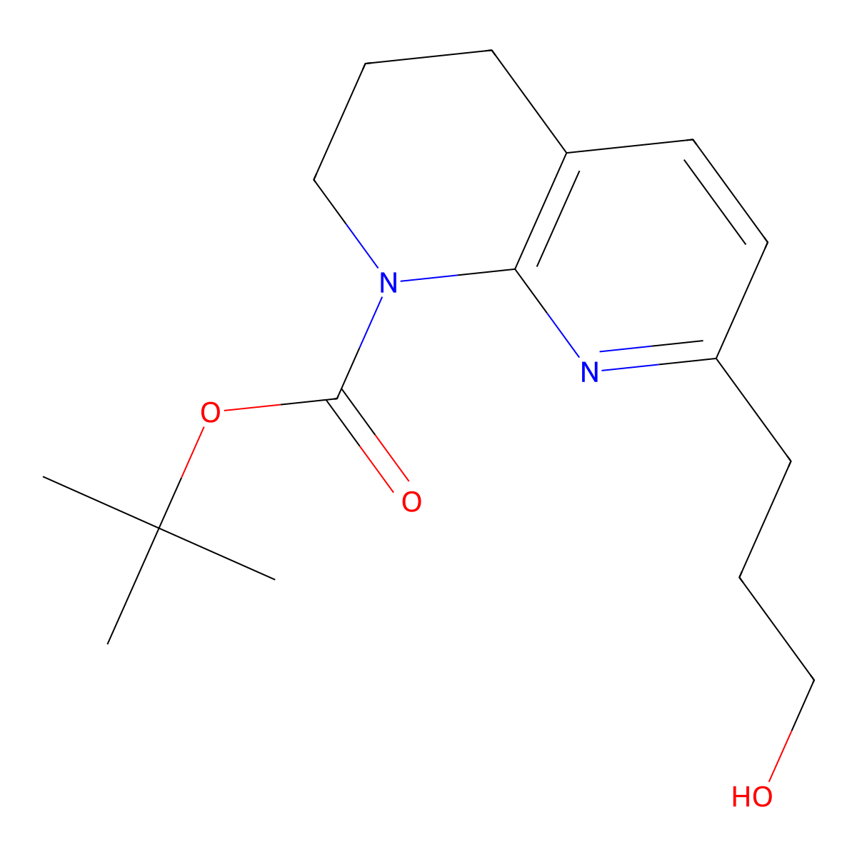 Tert-butyl 7-(3-hydroxypropyl)-3,4-dihydro-1,8-naphthyridine-1(2H)-carboxylate molecular structure, CAS 1416438-76-0