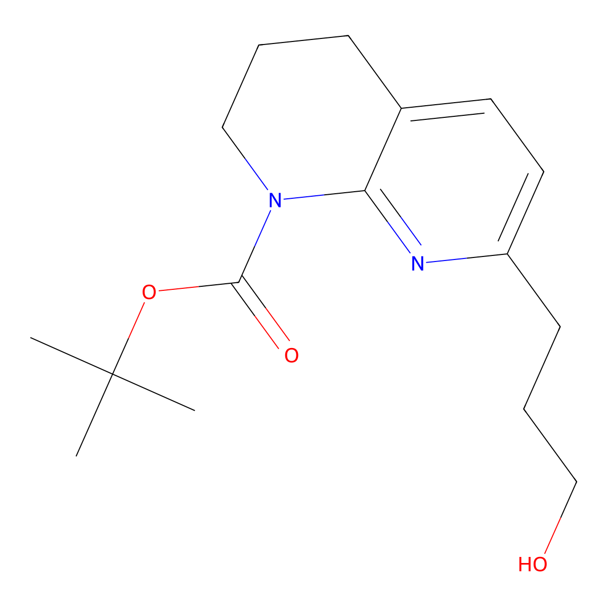Tert-butyl 7-(3-hydroxypropyl)-3,4-dihydro-1,8-naphthyridine-1(2H)-carboxylate molecular structure, CAS 1416438-76-0