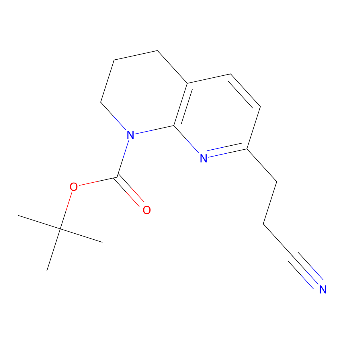 Tert-butyl 7-(2-cyanoethyl)-3,4-dihydro-1,8-naphthyridine-1(2H)-carboxylate molecular structure, CAS 1416438-77-1