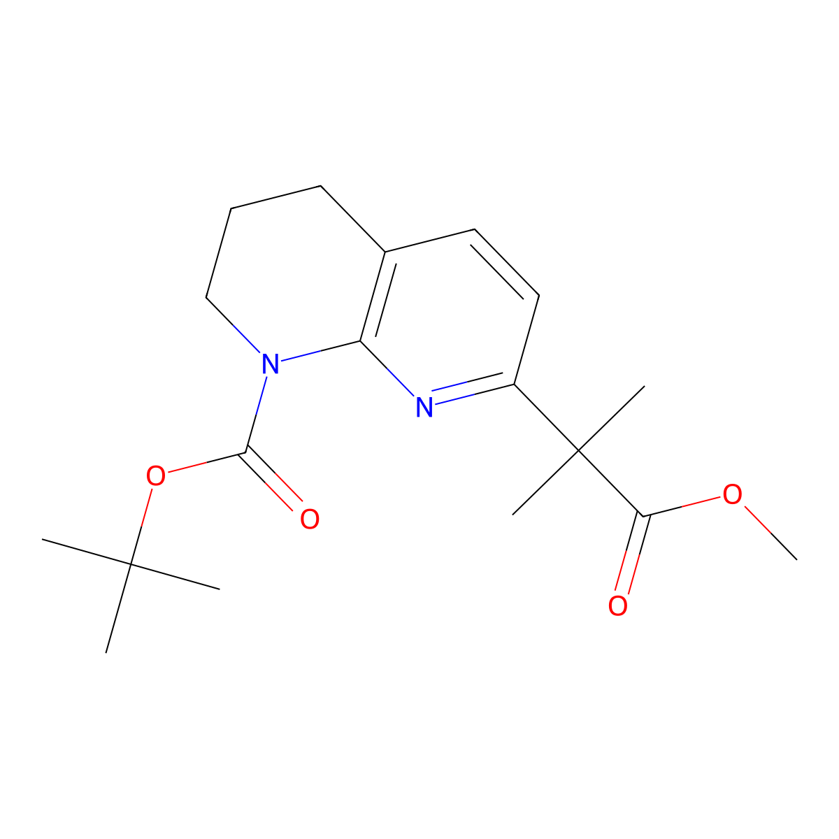 Tert-butyl 7-(1-methoxy-2-methyl-1-oxopropan-2-YL)-3,4-dihydro-1,8-naphthyridine-1(2H)-carboxylate molecular structure, CAS 1416438-93-1