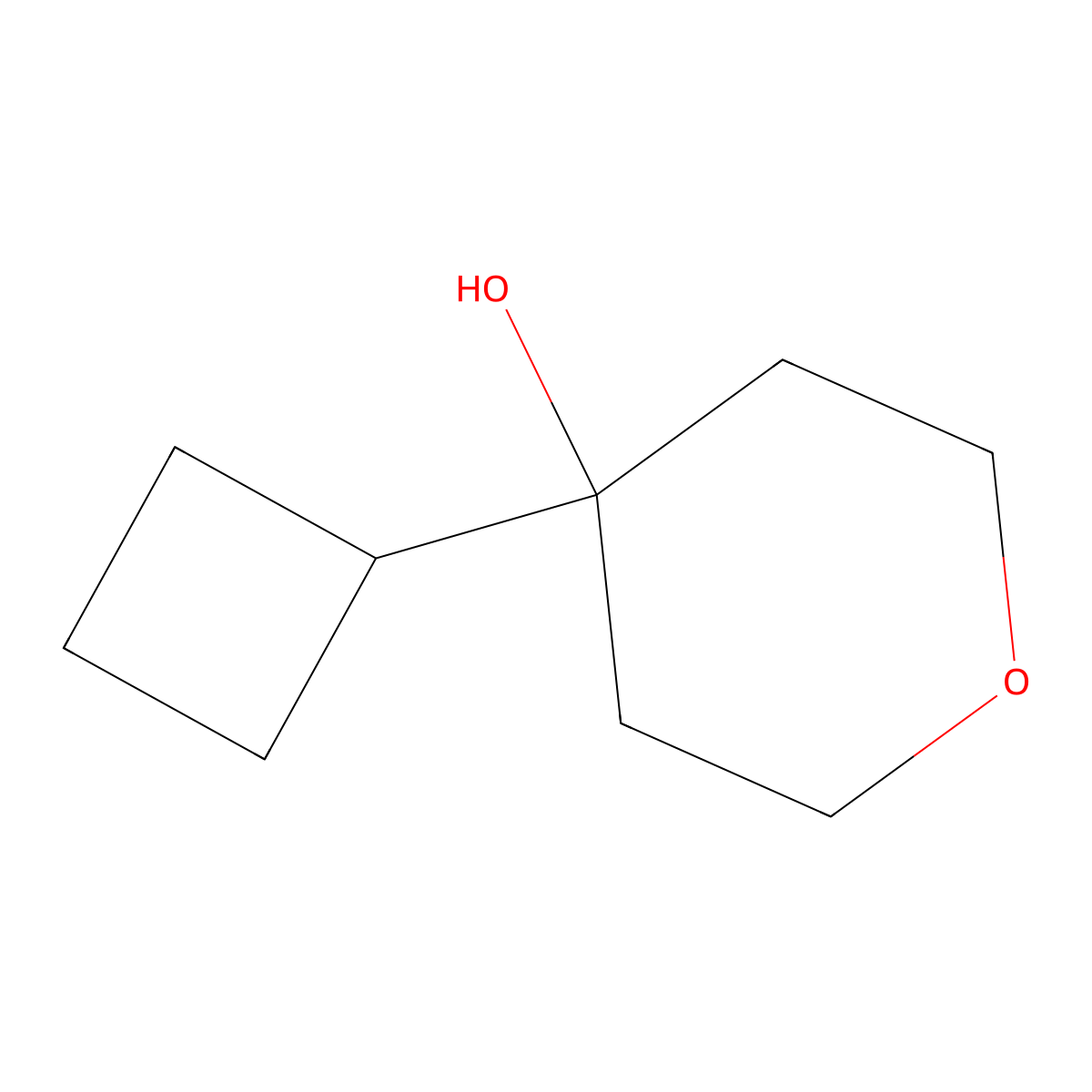 4-Cyclobutyltetrahydro-2H-pyran-4-OL molecular structure, CAS 1416439-03-6