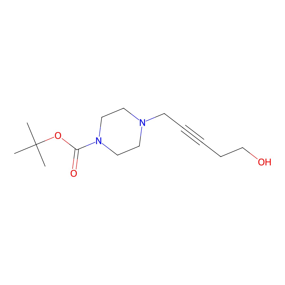 Tert-butyl 4-(5-hydroxypent-2-YN-1-YL)piperazine-1-carboxylate molecular structure, CAS 1416439-19-4