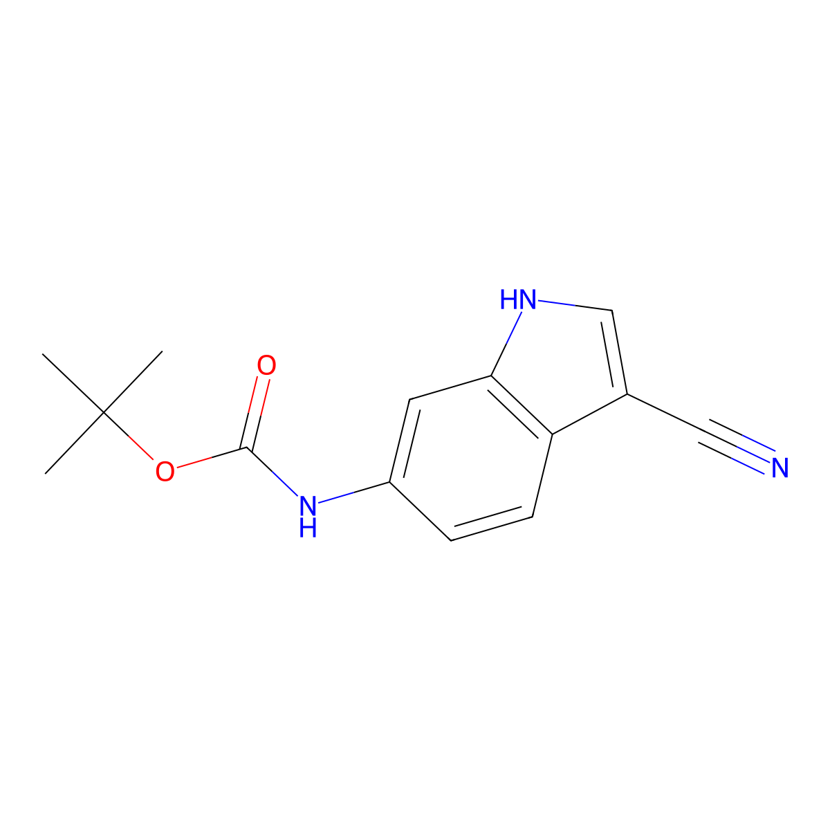 Tert-butyl (3-cyano-1H-indol-6-YL)carbamate molecular structure, CAS 1416439-42-3