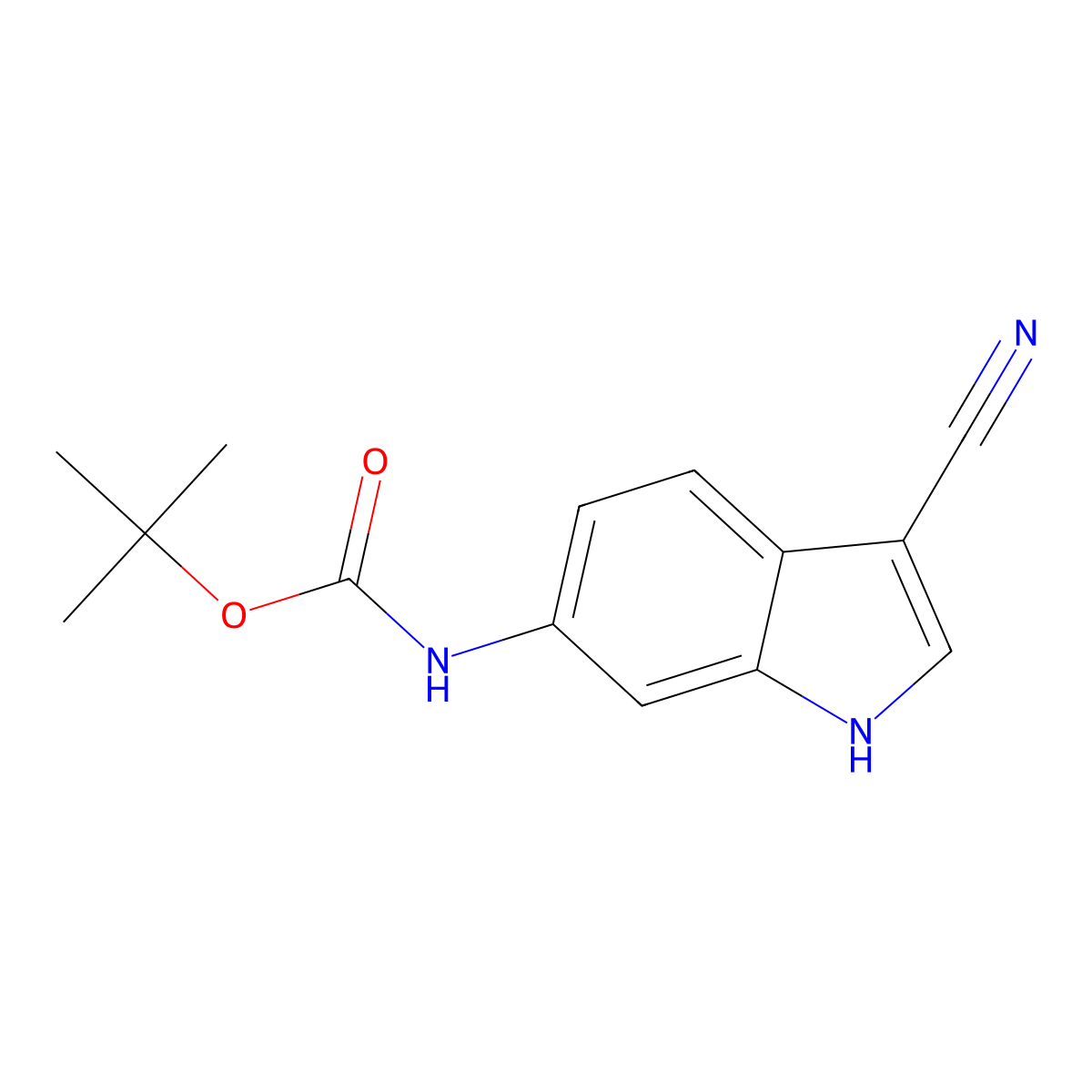 Tert-butyl (3-cyano-1H-indol-6-YL)carbamate molecular structure, CAS 1416439-42-3