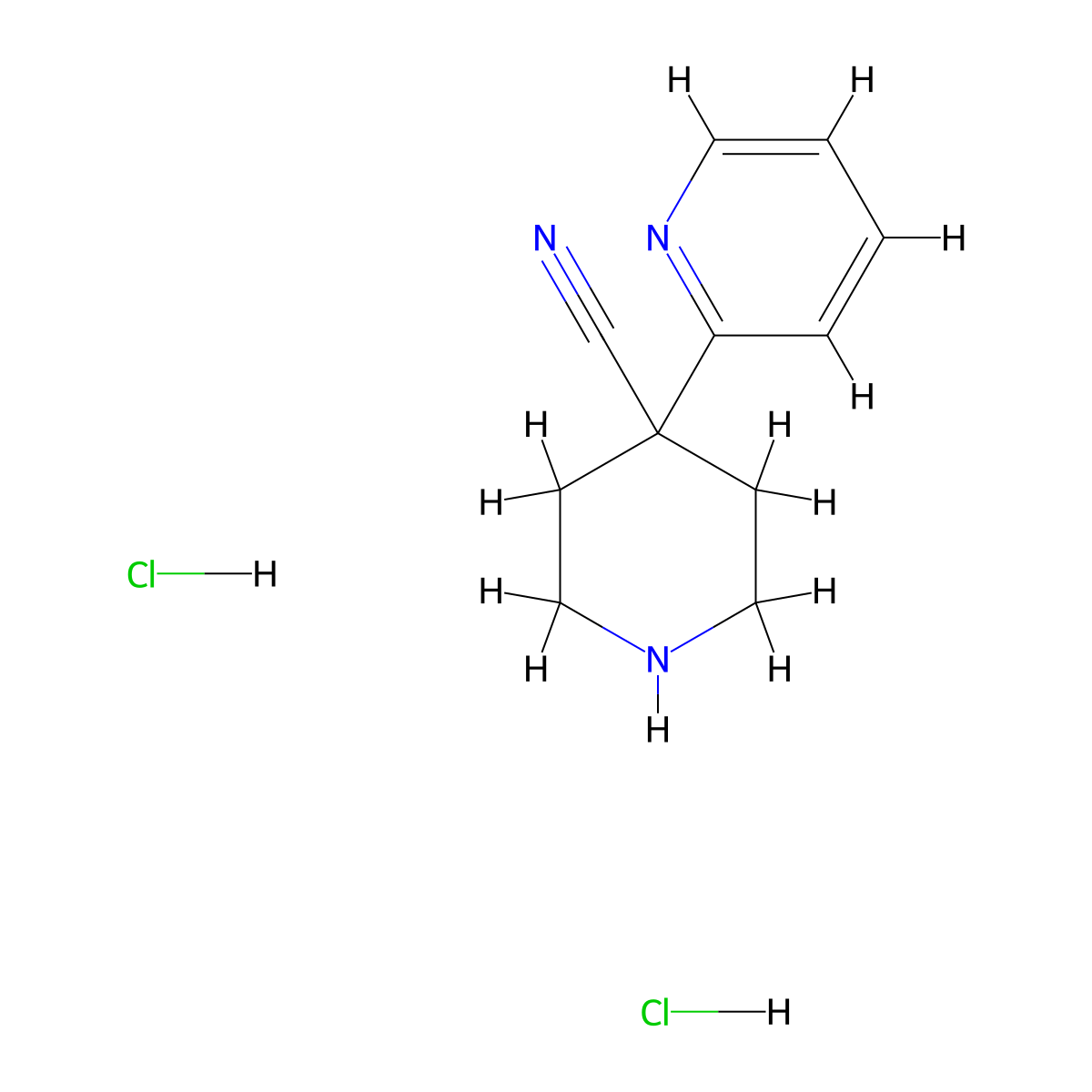 4-(Pyridin-2-yl)piperidine-4-carbonitrile dihydrochloride molecular structure, CAS 1416439-49-0