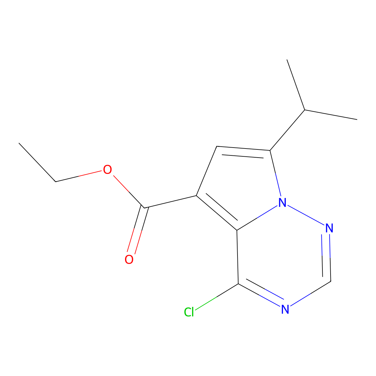 Ethyl 4-chloro-7-isopropylpyrrolo[2,1-F][1,2,4]triazine-5-carboxylate molecular structure, CAS 1416440-11-3