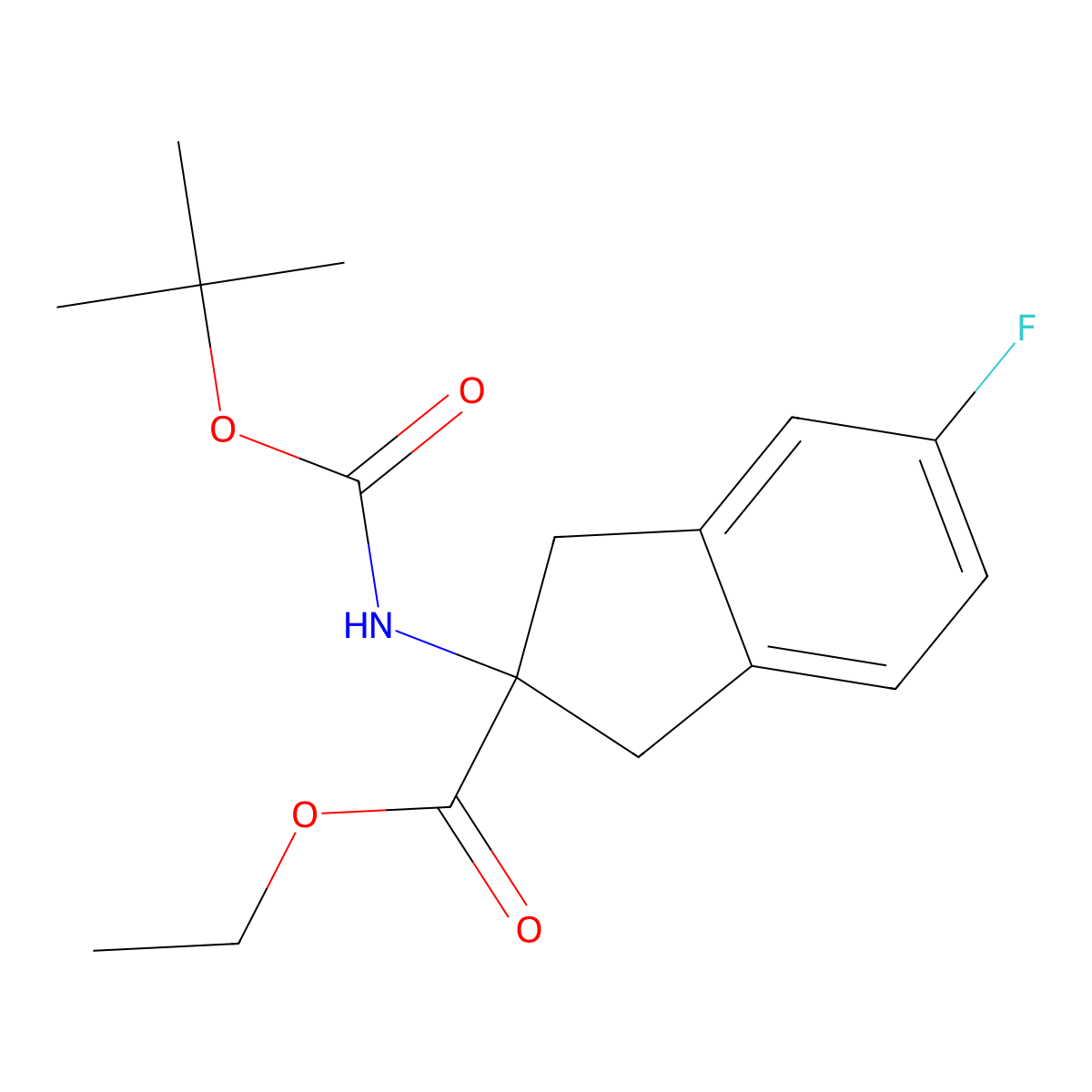 Ethyl 2-(boc-amino)-5-fluoro-2,3-dihydro-1H-indene-2-carboxylate molecular structure, CAS 1416440-28-2