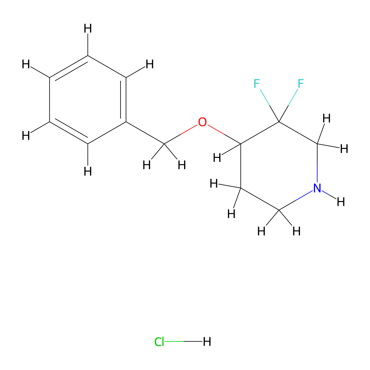 4-(Benzyloxy)-3,3-difluoropiperidine hydrochloride molecular structure, CAS 1416440-29-3