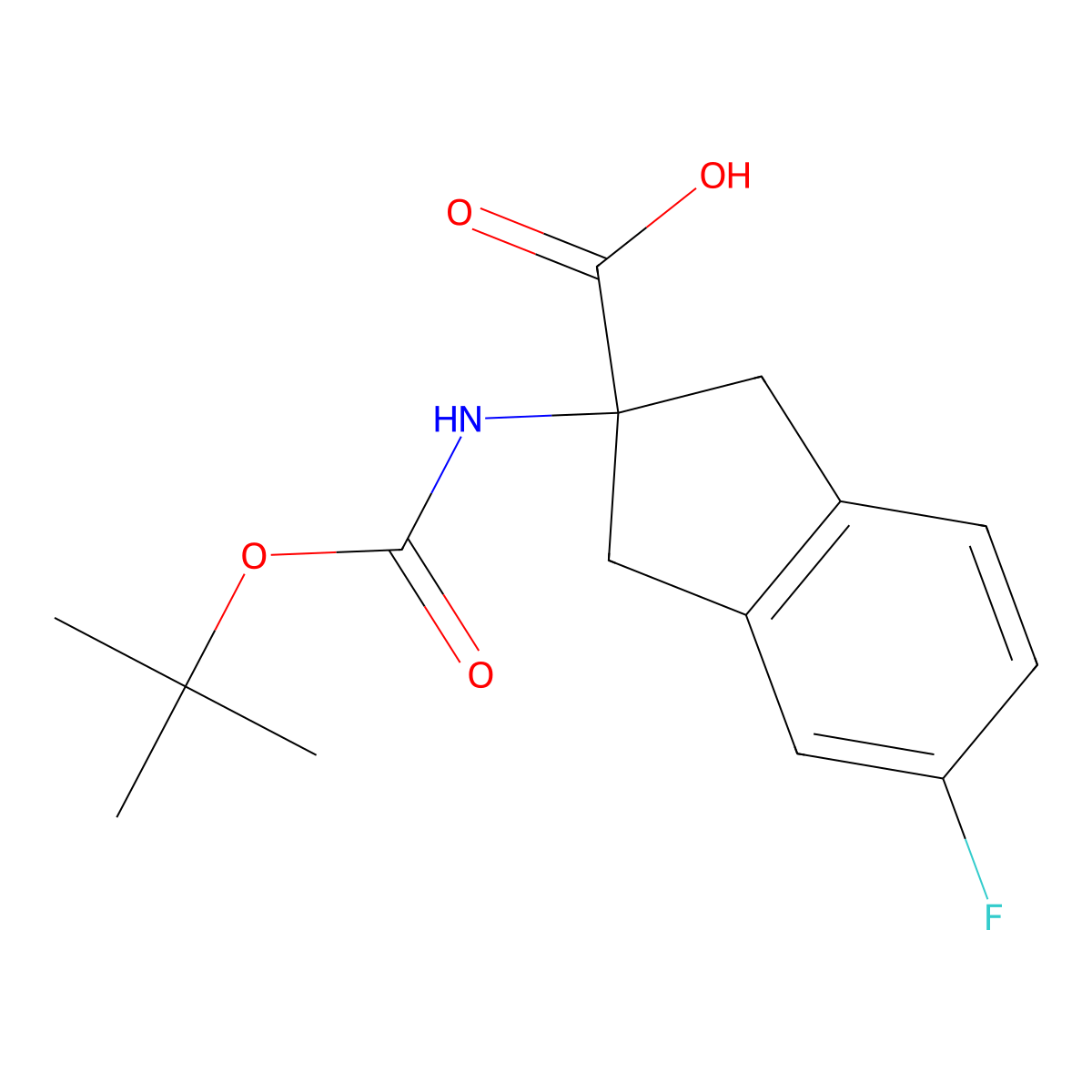 2-(Boc-amino)-5-fluoro-2,3-dihydro-1H-indene-2-carboxylic acid molecular structure, CAS 1416440-32-8
