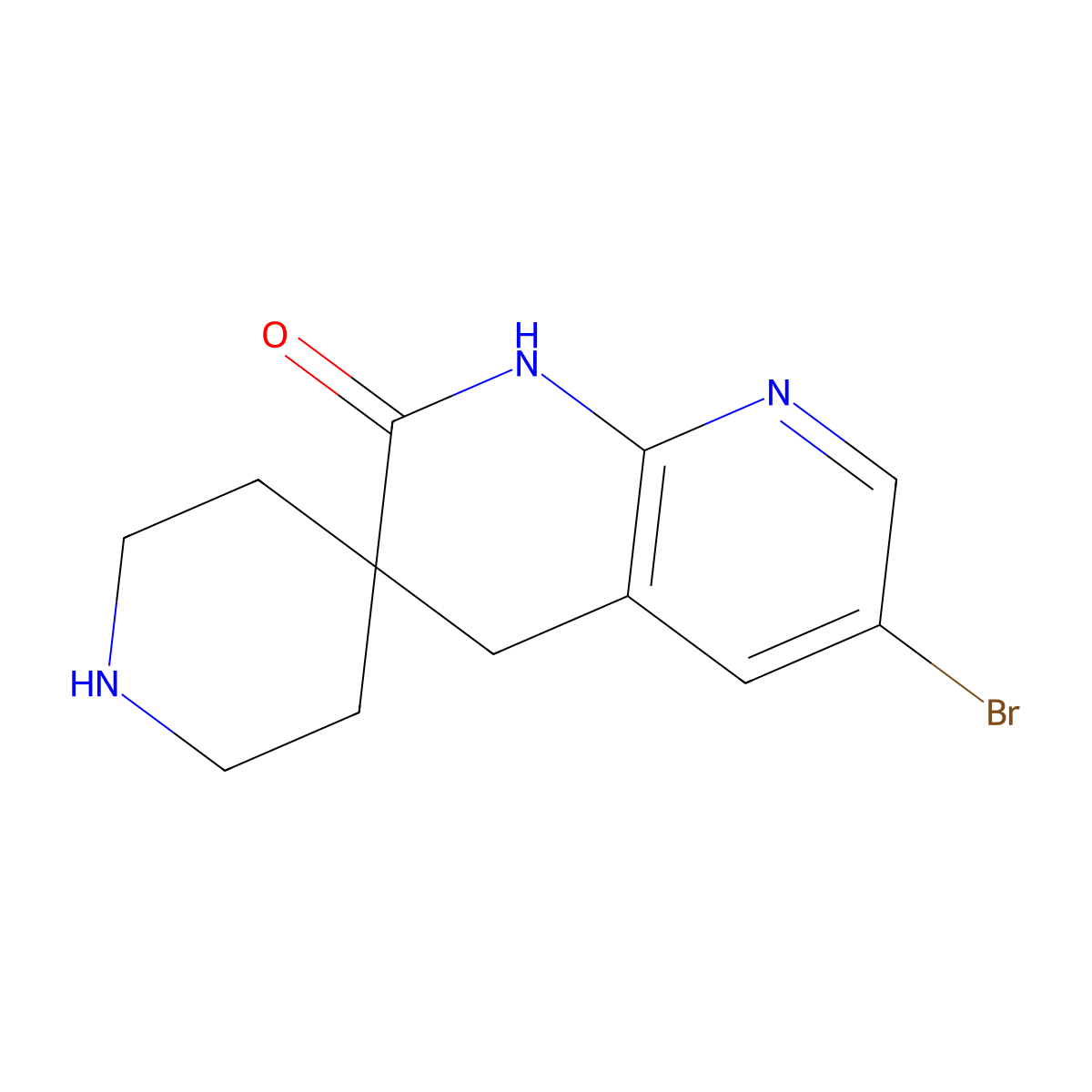 6-Bromo-1H-spiro[[1,8]naphthyridine-3,4'-piperidin]-2(4H)-one molecular structure, CAS 1416440-35-1