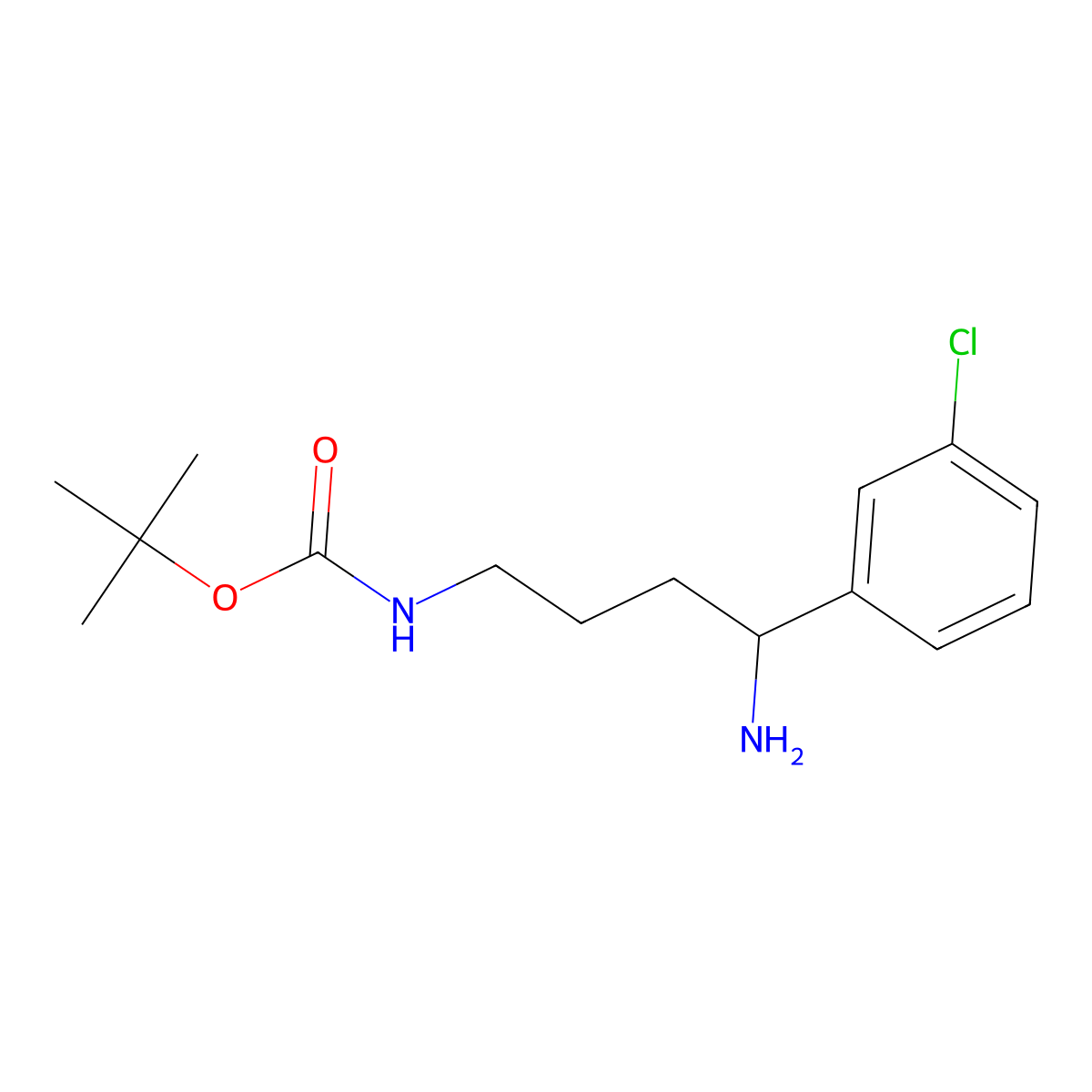 Tert-butyl (4-amino-4-(3-chlorophenyl)butyl)carbamate molecular structure, CAS 1416440-38-4