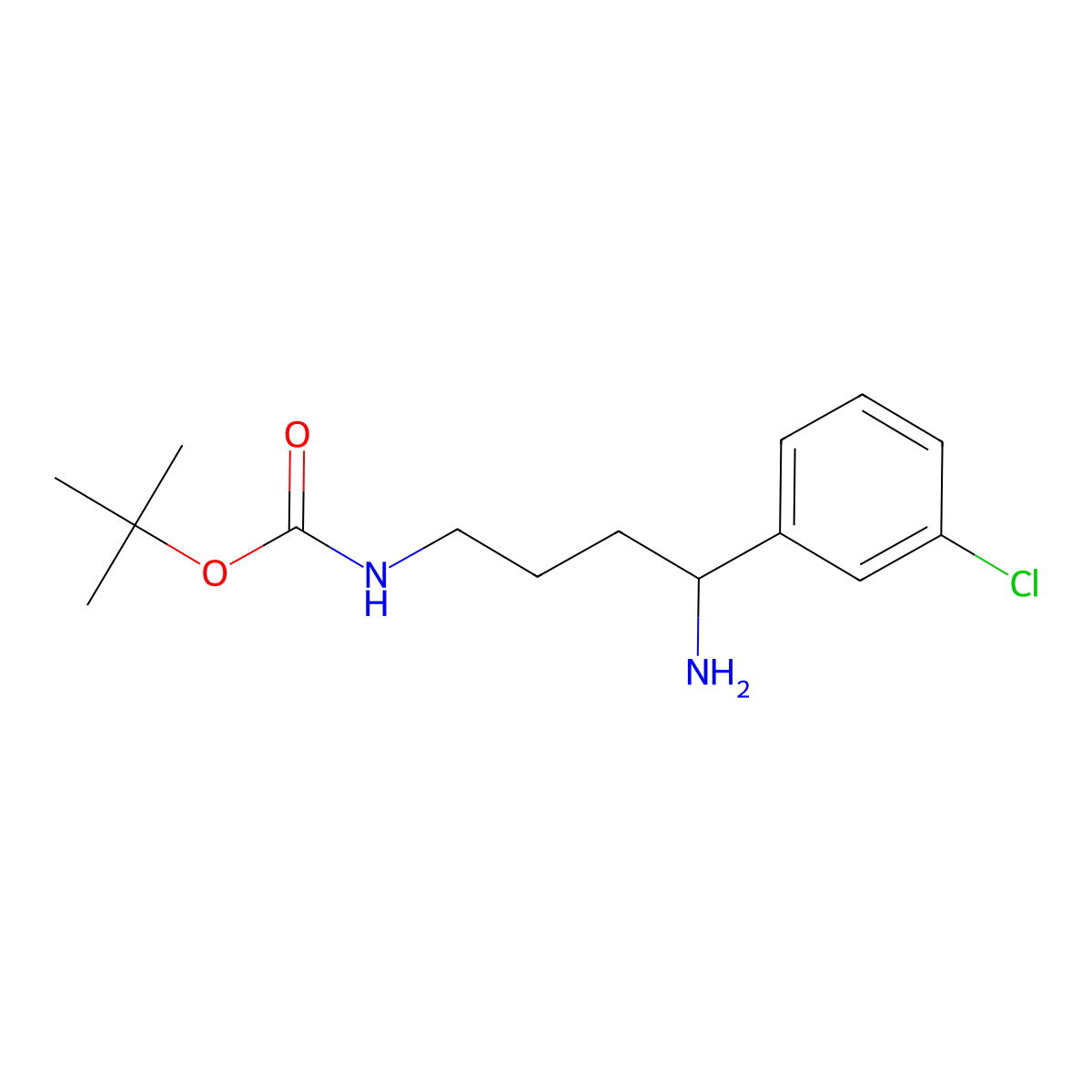 Tert-butyl (4-amino-4-(3-chlorophenyl)butyl)carbamate molecular structure, CAS 1416440-38-4