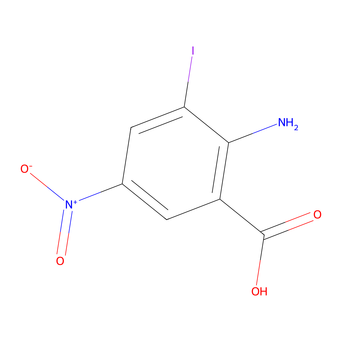 2-Amino-3-iodo-5-nitrobenzoic acid molecular structure, CAS 1416440-54-4