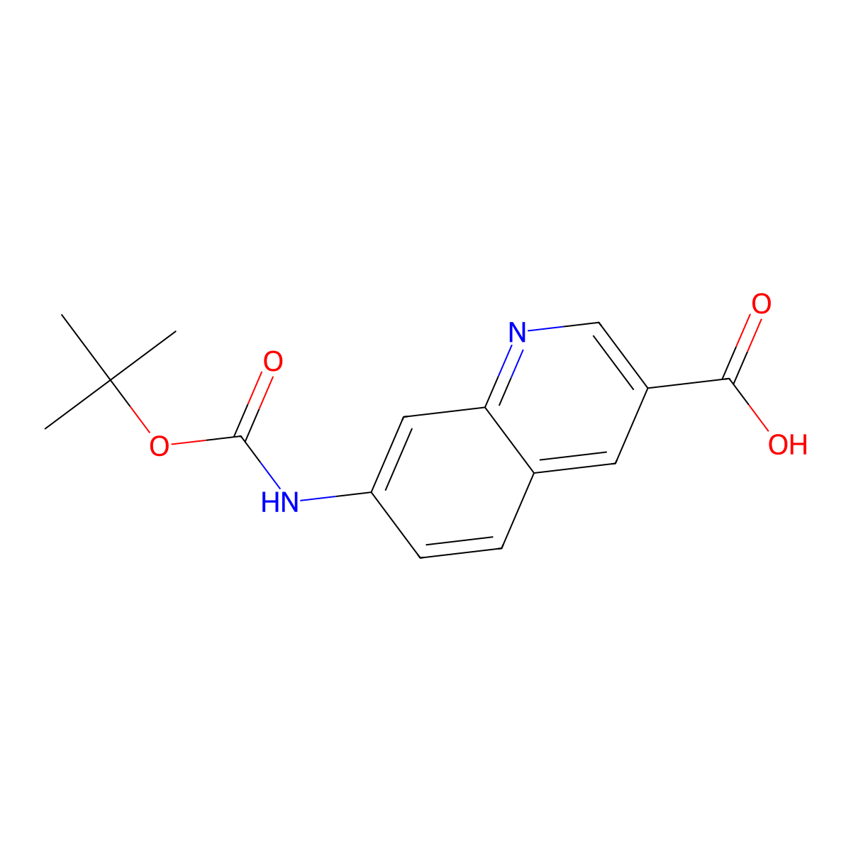 7-((tert-Butoxycarbonyl)amino)quinoline-3-carboxylic acid molecular structure, CAS 1416440-75-9