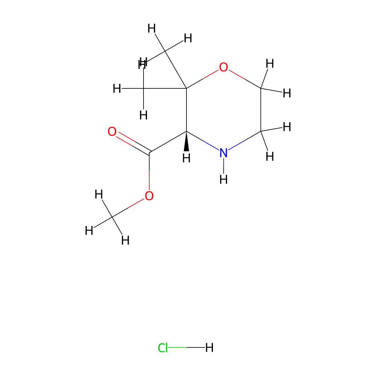(S)-Methyl 2,2-dimethylmorpholine-3-carboxylate hydrochloride molecular structure, CAS 1416444-74-0