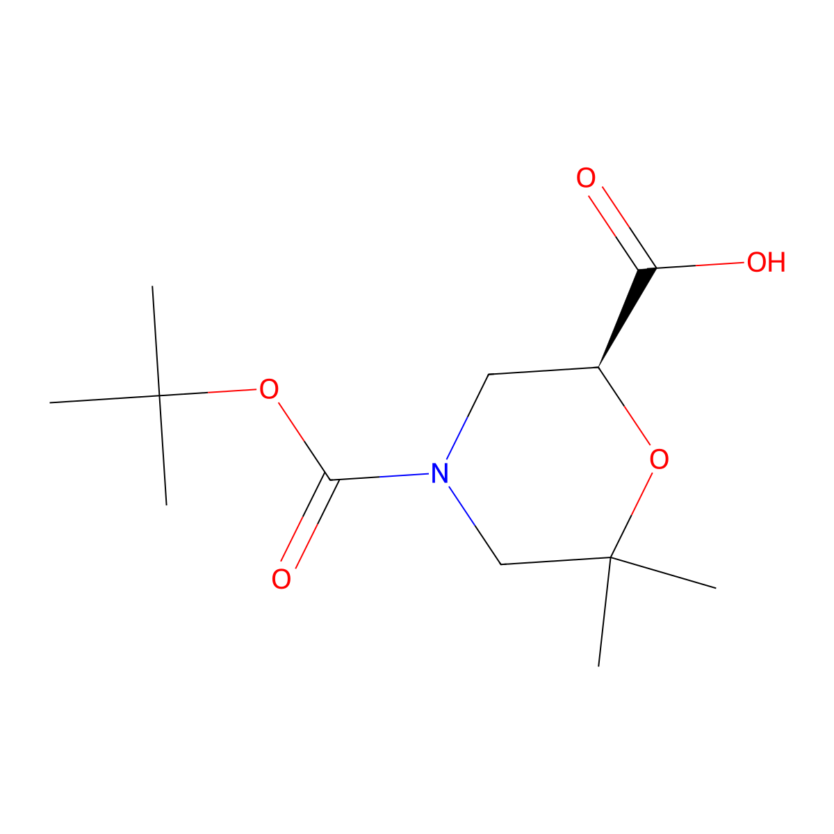 (2S)-4-((tert-butoxy)carbonyl)-6,6-dimethylmorpholine-2-carboxylic acid molecular structure, CAS 1416444-82-0