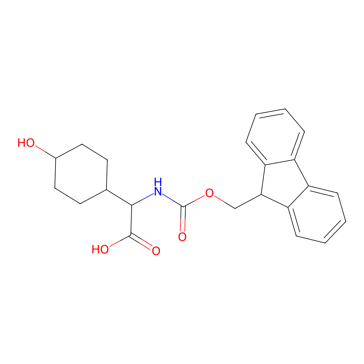 (2S)-2-((((9H-Fluoren-9-yl)methoxy)carbonyl)amino)-2-(4-hydroxycyclohexyl)acetic acid molecular structure, CAS 1416444-92-2