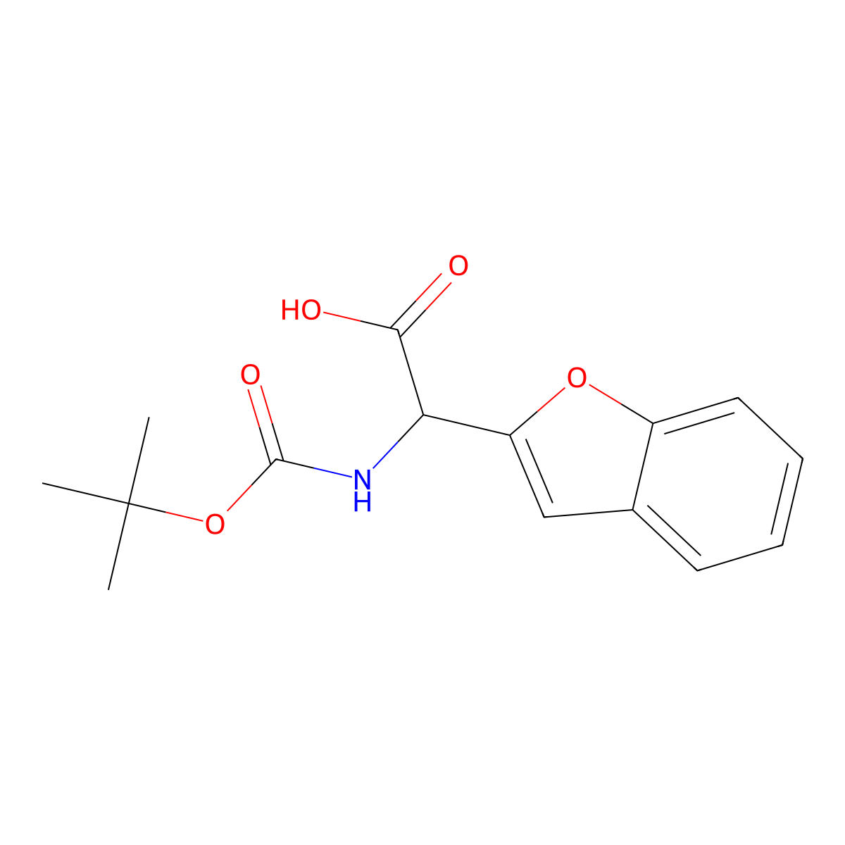 (R)-2-(Benzofuran-2-YL)-2-((tert-butoxycarbonyl)amino)acetic acid molecular structure, CAS 1416444-95-5