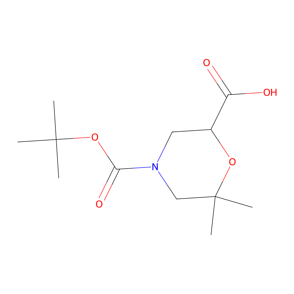 (R)-4-(Tert-butoxycarbonyl)-6,6-dimethylmorpholine-2-carboxylic acid molecular structure, CAS 1416445-02-7