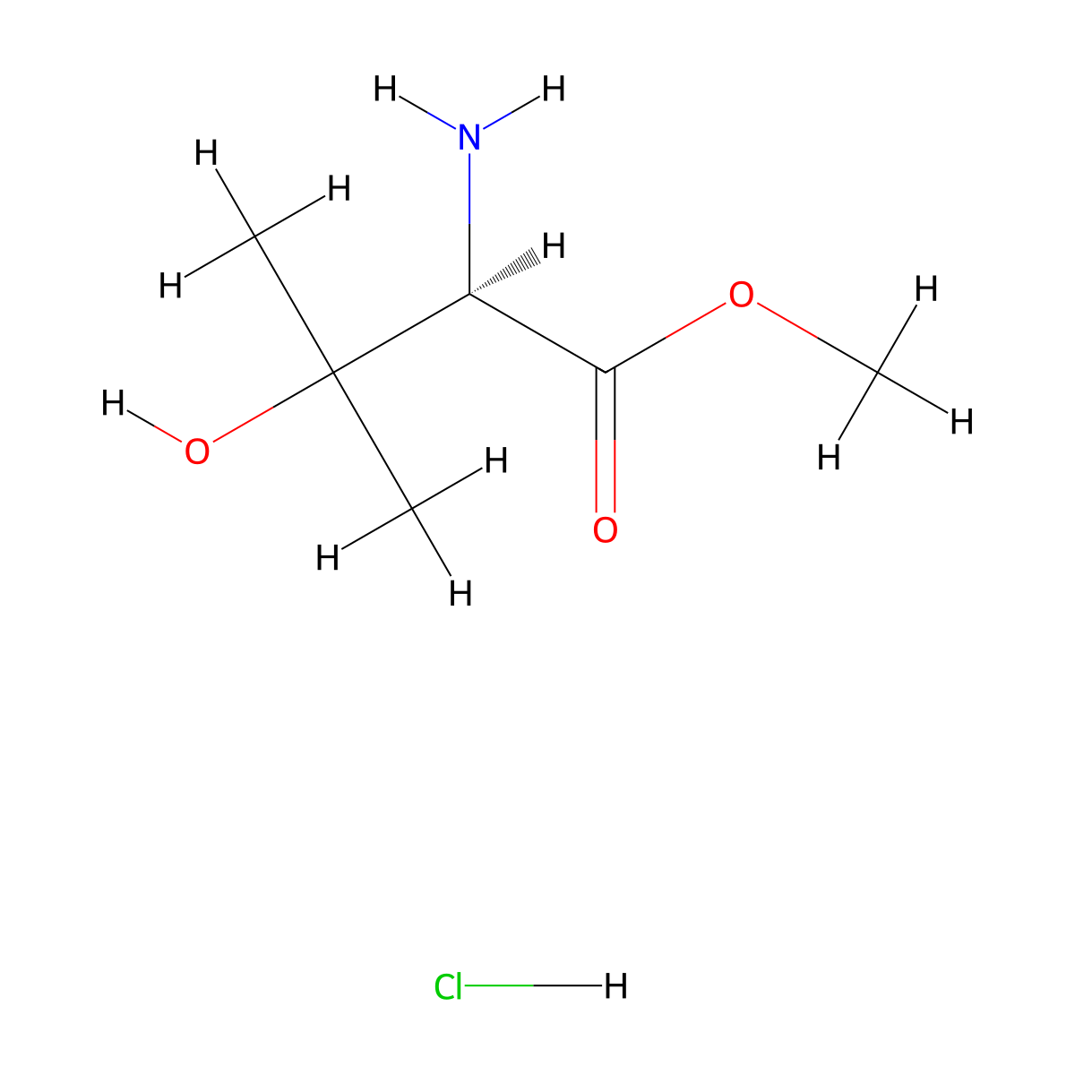 methyl (2R)-2-amino-3-hydroxy-3-methylbutanoate hydrochloride molecular structure, CAS 1416445-08-3