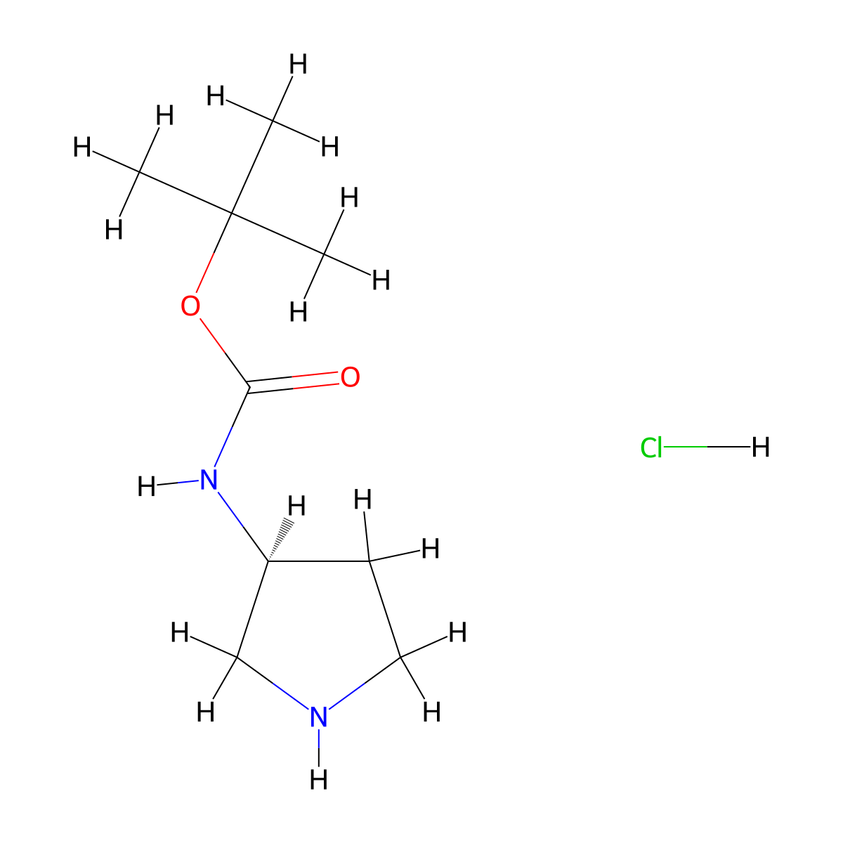 (S)-3-(Boc-amino)pyrrolidine hydrochloride molecular structure, CAS 1416450-61-7
