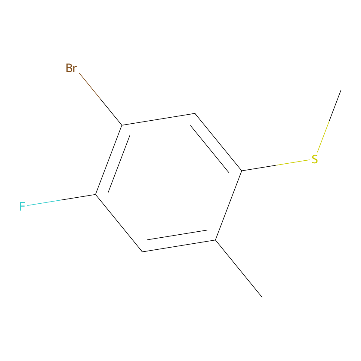 (5-Bromo-4-fluoro-2-methylphenyl)(methyl)sulfane molecular structure, CAS 1416465-25-2