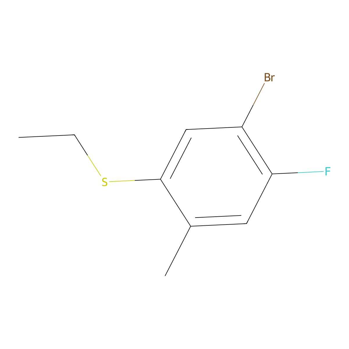 1-Bromo-5-(ethylthio)-2-fluoro-4-methylbenzene molecular structure, CAS 1416465-26-3