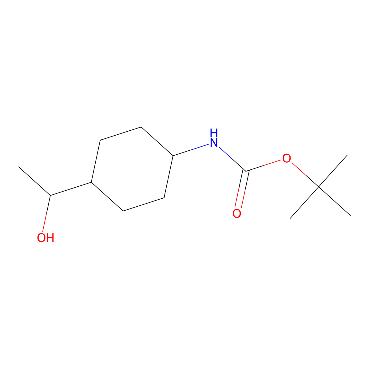 trans-[4-(1-Hydroxyethyl)cyclohexyl]carbamic acid tert-butyl ester molecular structure, CAS 1416471-26-5
