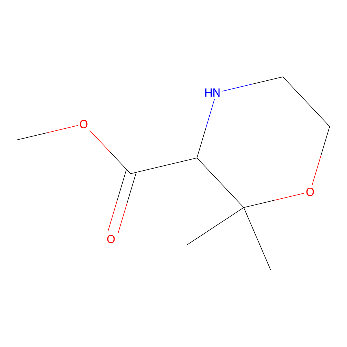 Methyl 2,2-dimethylmorpholine-3-carboxylate molecular structure, CAS 1416499-36-9