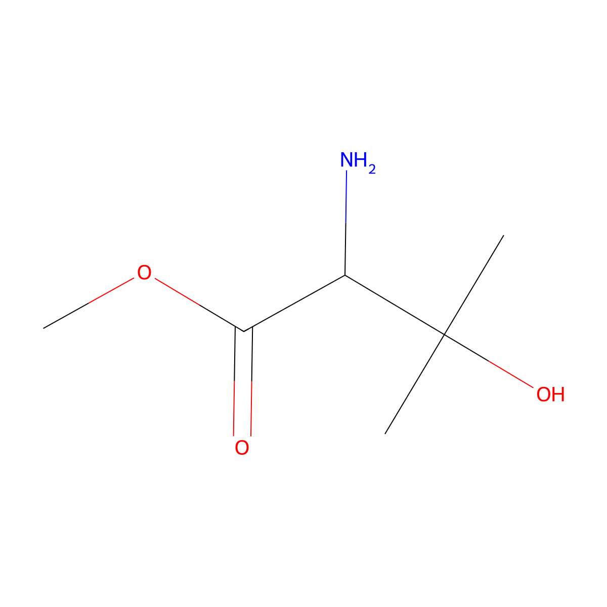 Methyl 2-amino-3-hydroxy-3-methylbutanoate molecular structure, CAS 1416499-37-0