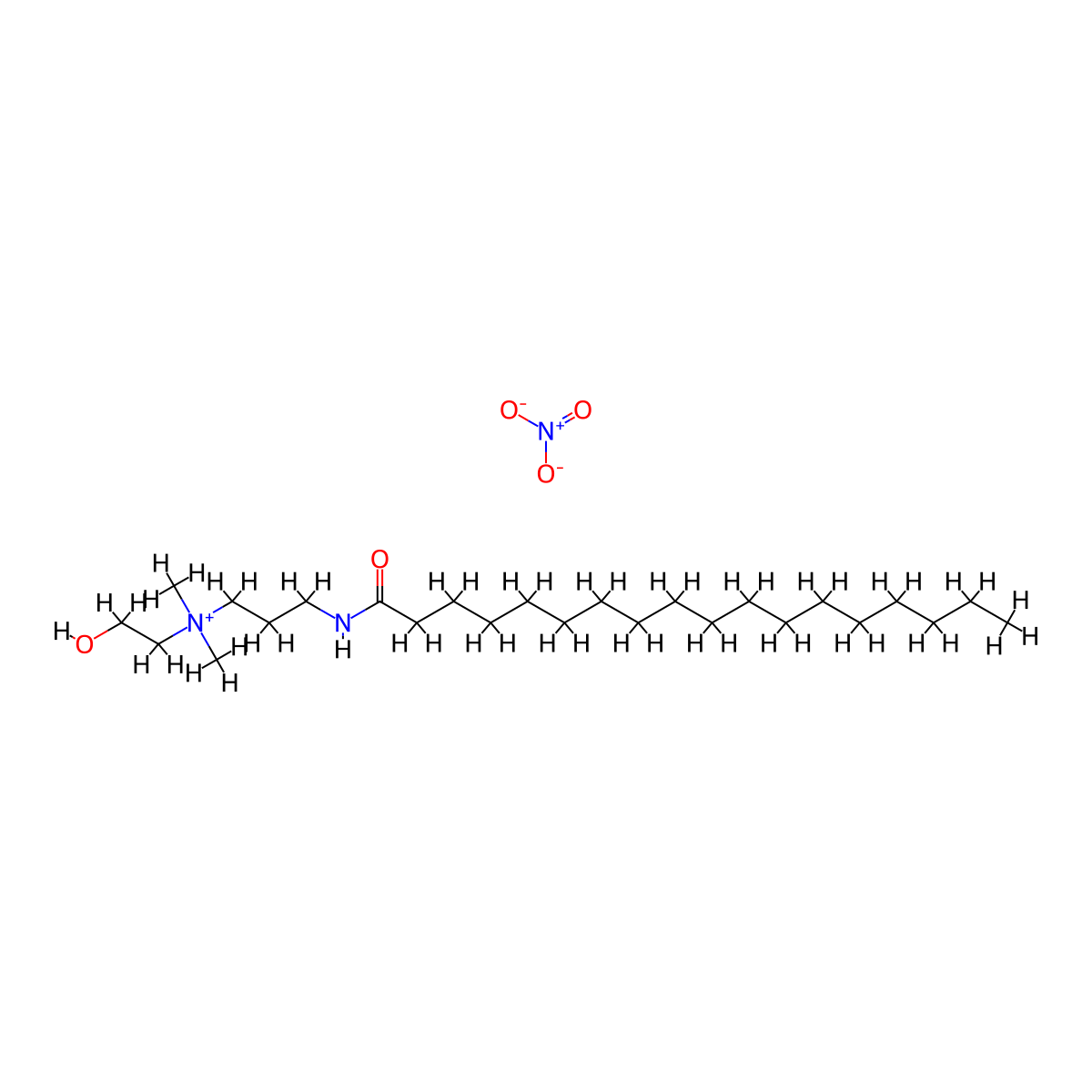(2-Hydroxyethyl)dimethyl(3-((1-oxooctadecyl)amino)propyl)ammonium nitrate molecular structure, CAS 14165-59-4