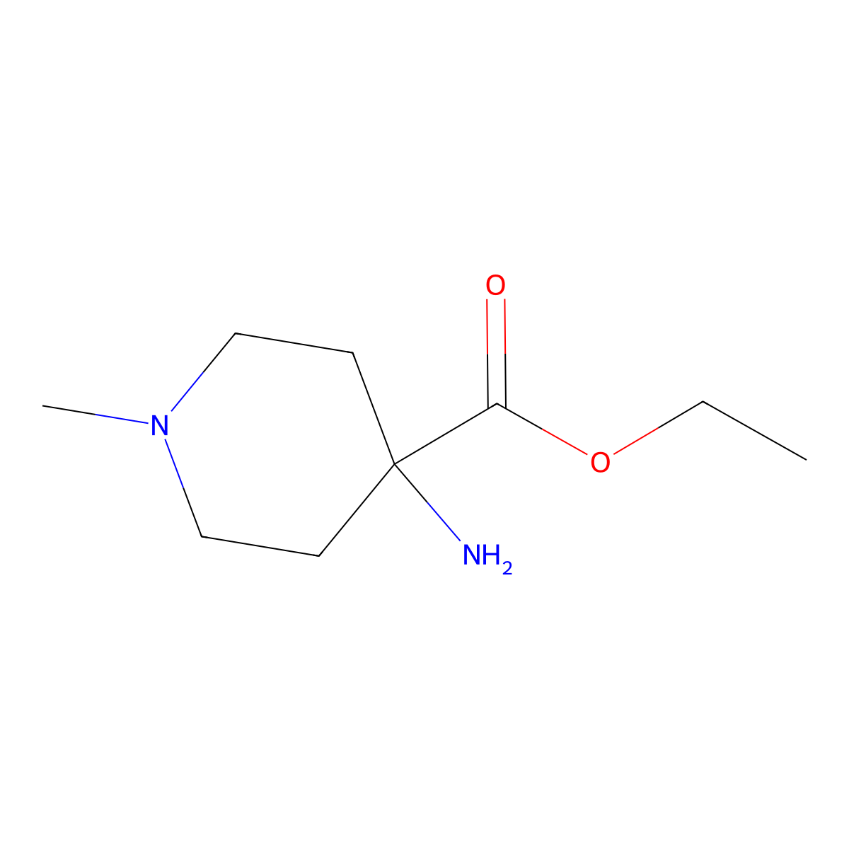 Ethyl 4-amino-1-methylpiperidine-4-carboxylate molecular structure, CAS 141652-75-7
