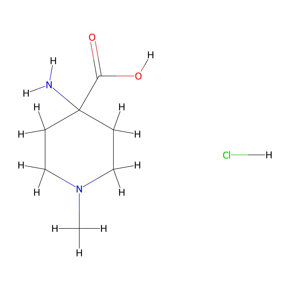 4-Amino-1-methylpiperidine-4-carboxylic acid hydrochloride molecular structure, CAS 141652-76-8