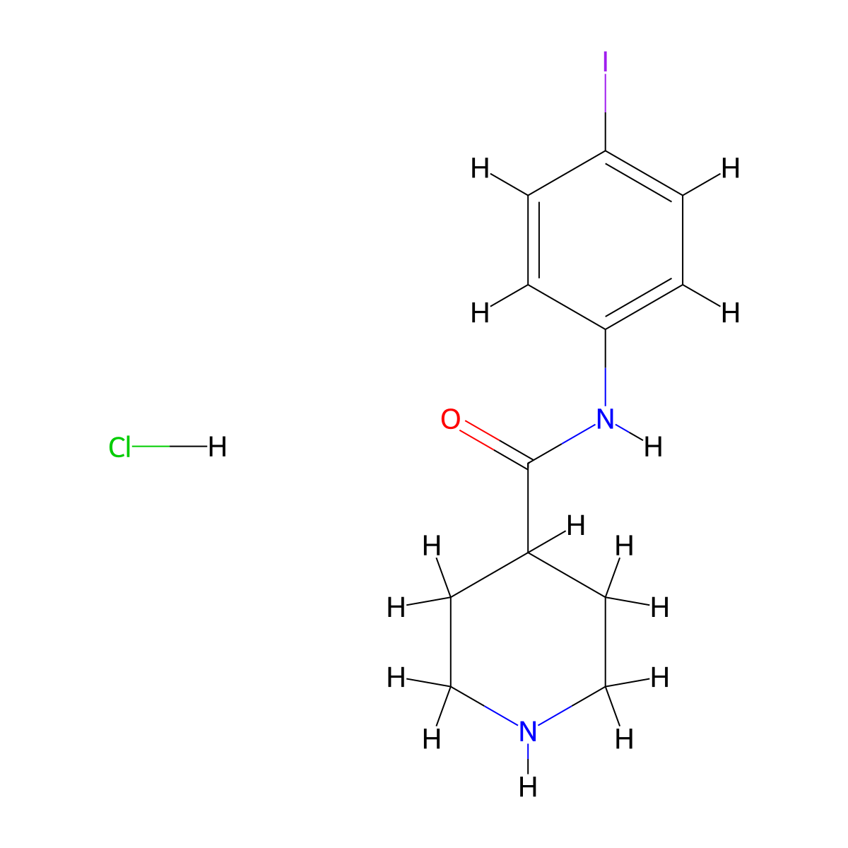 N-(4-iodophenyl)piperidine-4-carboxamide hydrochloride molecular structure, CAS 1416549-80-8