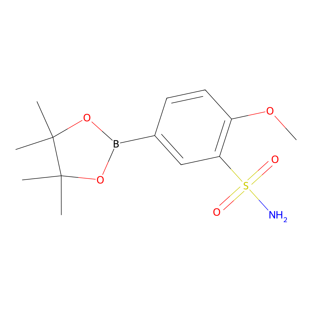 2-Methoxy-5-(4,4,5,5-tetramethyl-1,3,2-dioxaborolan-2-yl)benzenesulfonamide molecular structure, CAS 1416552-53-8